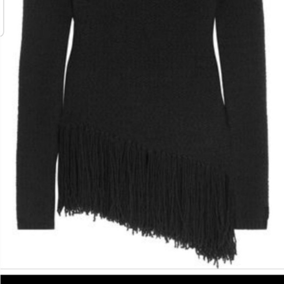 THEORY Sweater Hudina Asymmetrical Fringe Crew Merino Wool XS Luxury Elevated - Picture 14 of 16